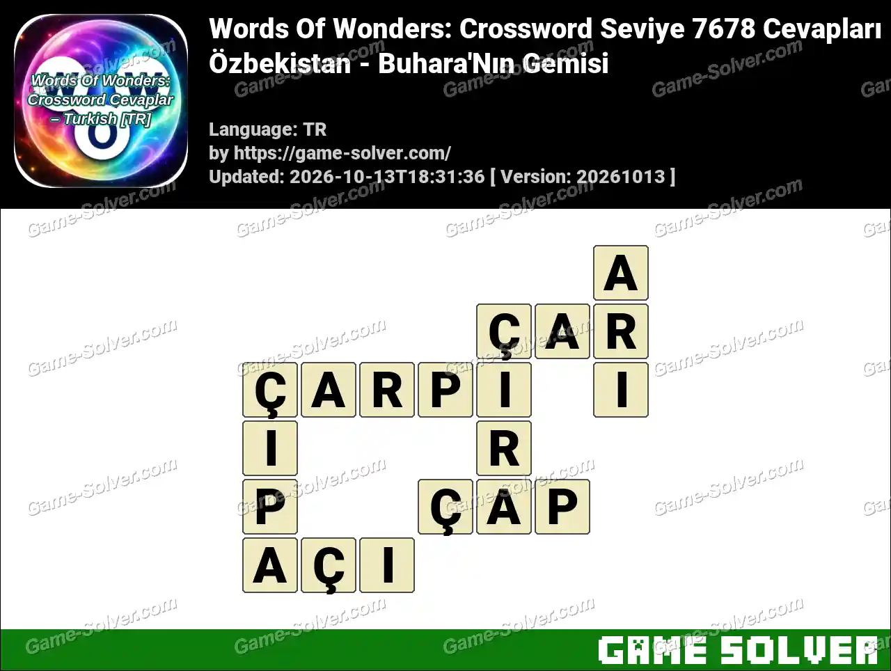 Words Of Wonders: Crossword Seviye 7678 Cevapları – Özbekistan – Buhara’Nın Gemisi